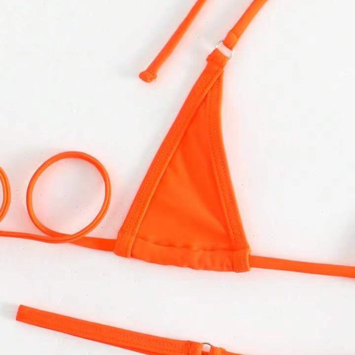 Solid Color Three Point Bikini Backless